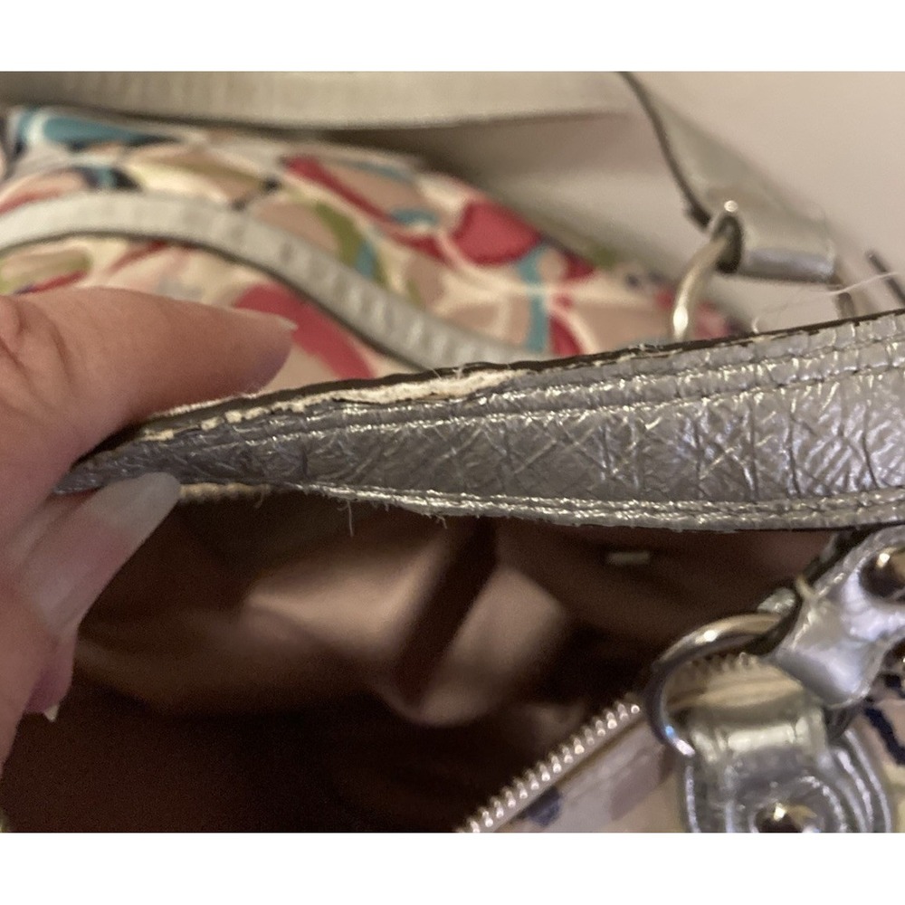 Coach Purse Y2K Poppy Ikat Multi Signature Shoulder Silver Trim Pink Blue‎ 19876 - Picture 8 of 9